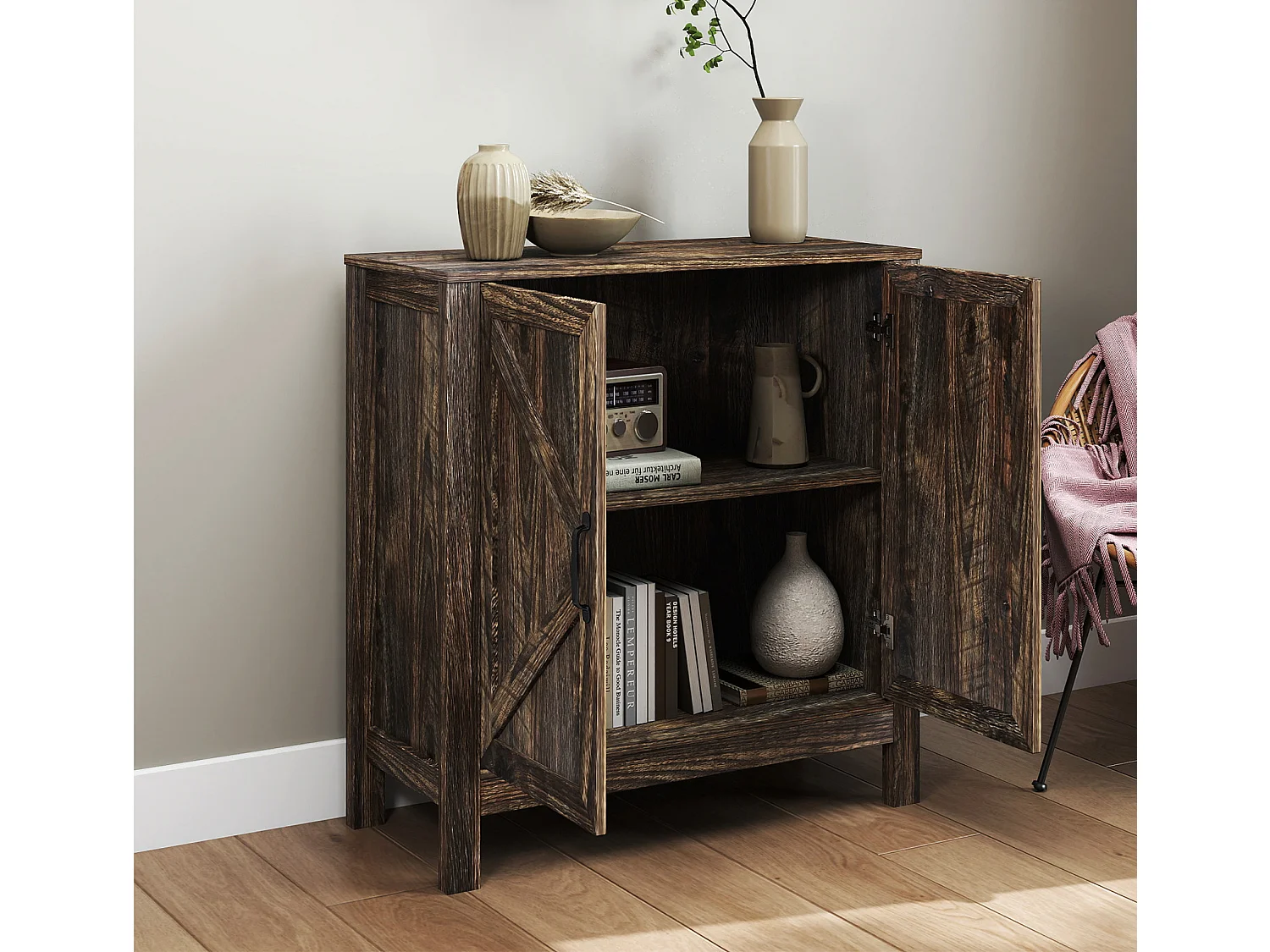 Aparador para Salón comedor en Color Roble Rustic 80x35x85cm Olivia