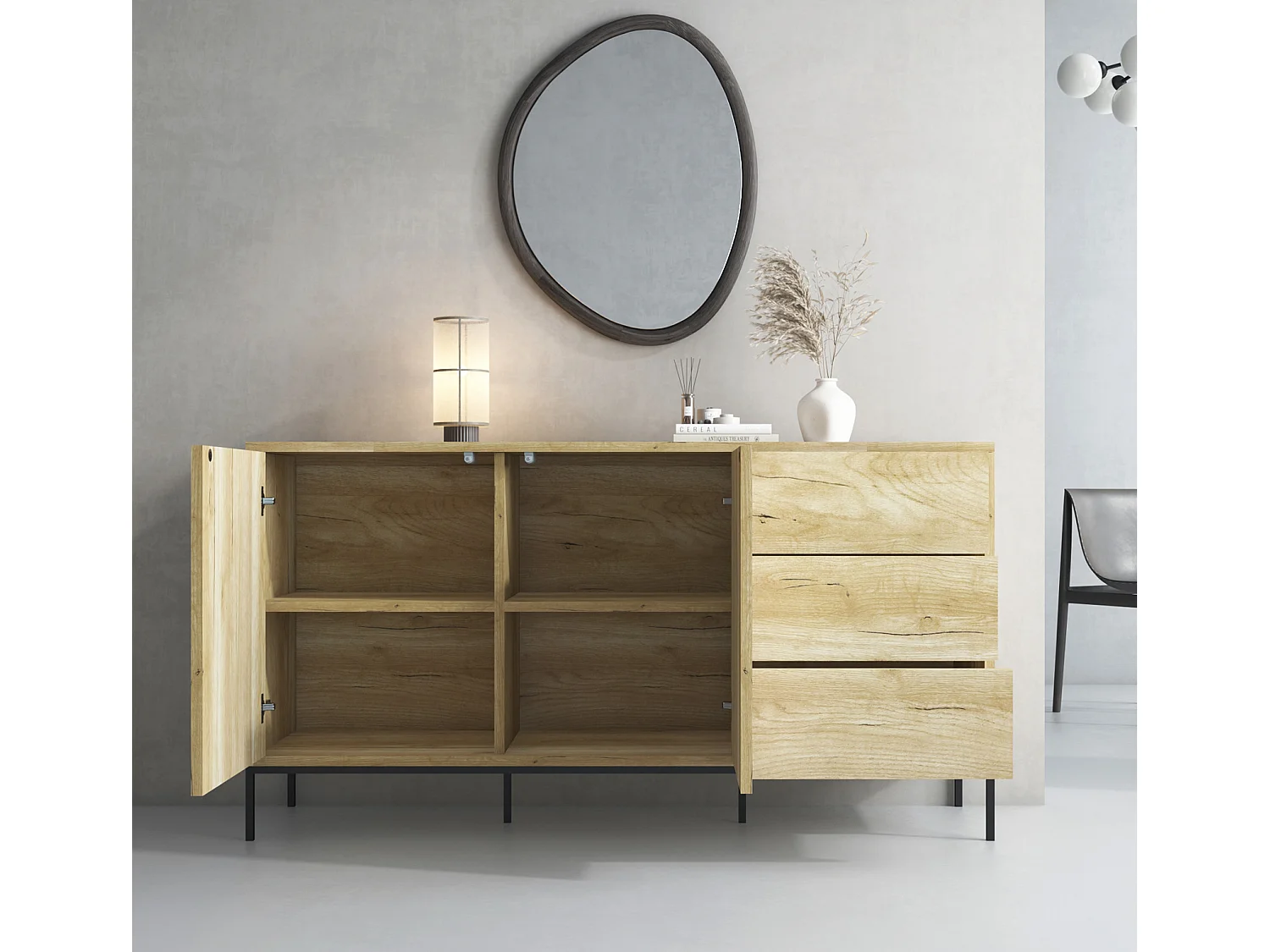 Aparador para Salón comedor en Color Roble Alpes 150x41x80cm Serena