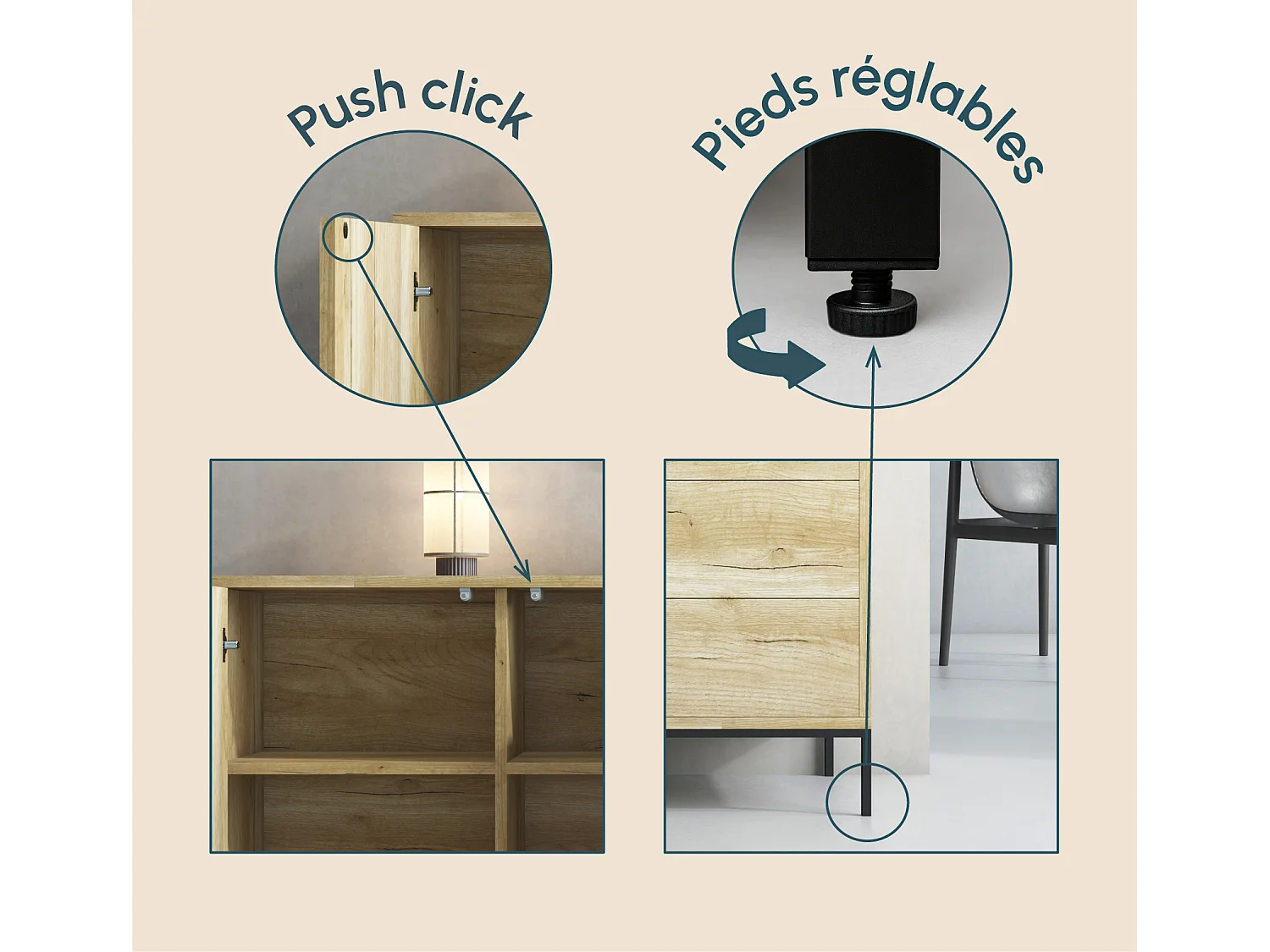 Aparador para Salón comedor en Color Roble Alpes 150x41x80cm Serena