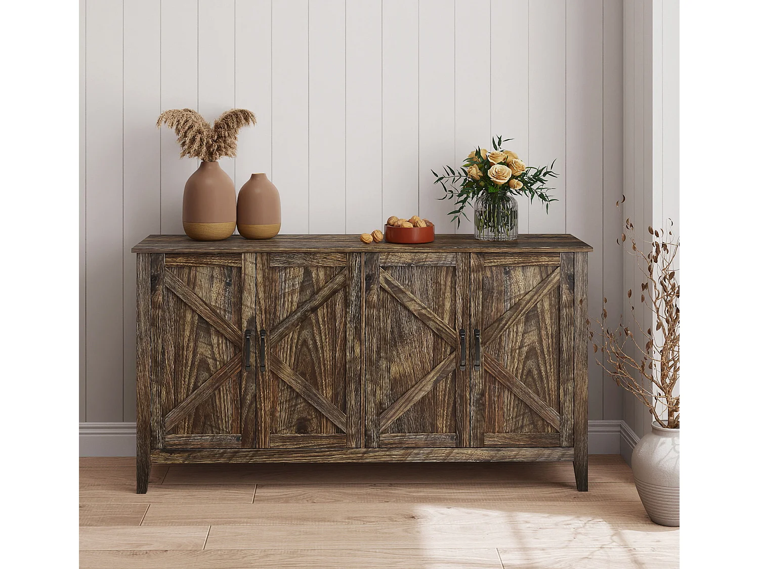 Aparador para Salón comedor en Color Roble Rustic 140x40x80cm Olivia