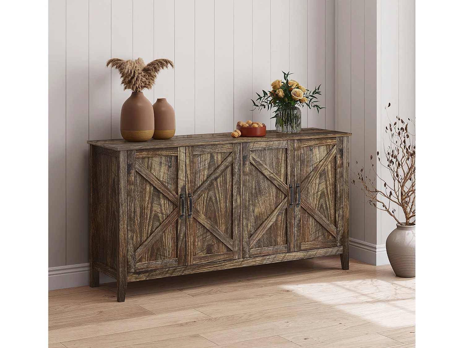 Aparador para Salón comedor en Color Roble Rustic 140x40x80cm Olivia