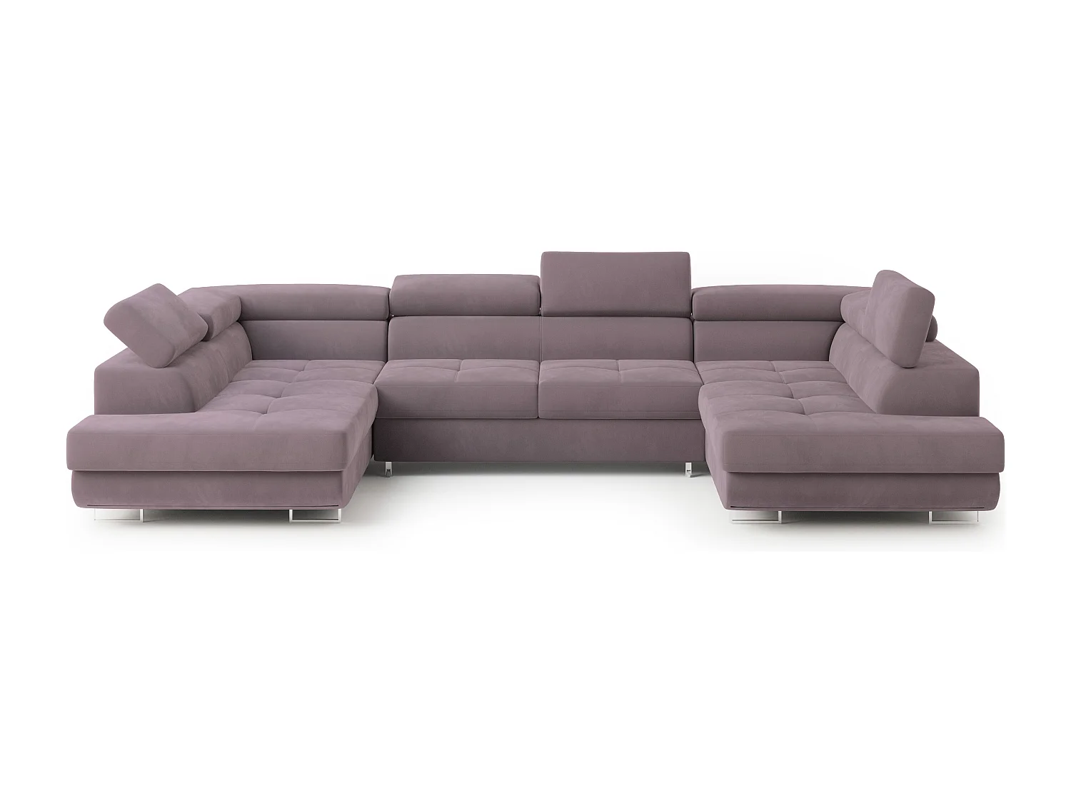 Hoekbank RAGGIO van fluweel met slaapfunctie Lila