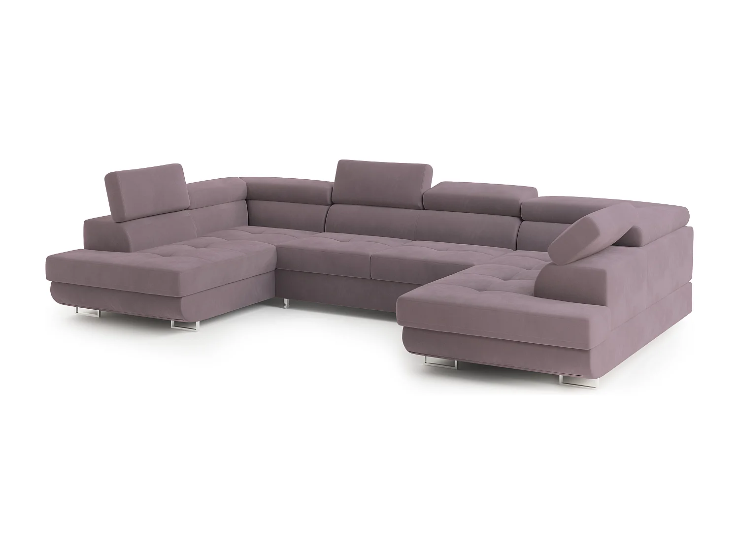Canapé d'angle RAGGIO Violet en velours avec fonction de couchage