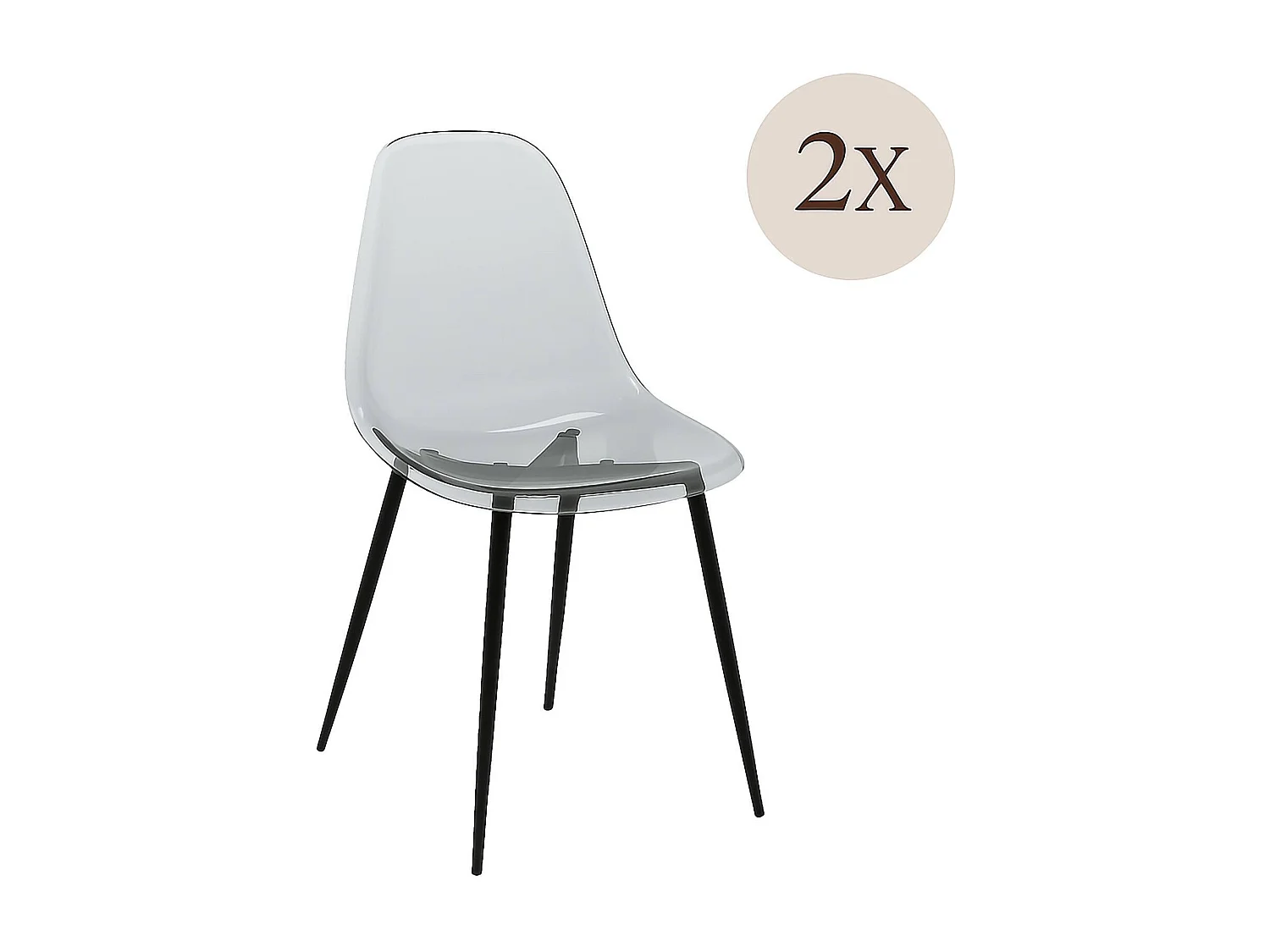 Set van 2 Dabdalhad stoelen, PET fauteuil, Ergonomische eetkamerstoel, Vergaderzitting, 53x46h81 cm, Fum?