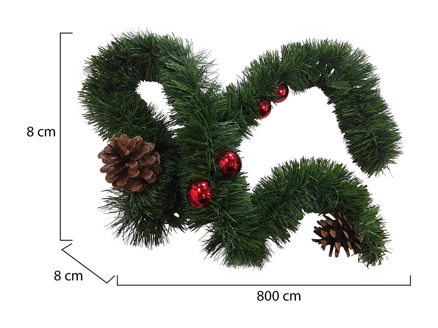 Decoração de Natal Truschedu, cor da estrutura vermelha Feito na Itália, verde,