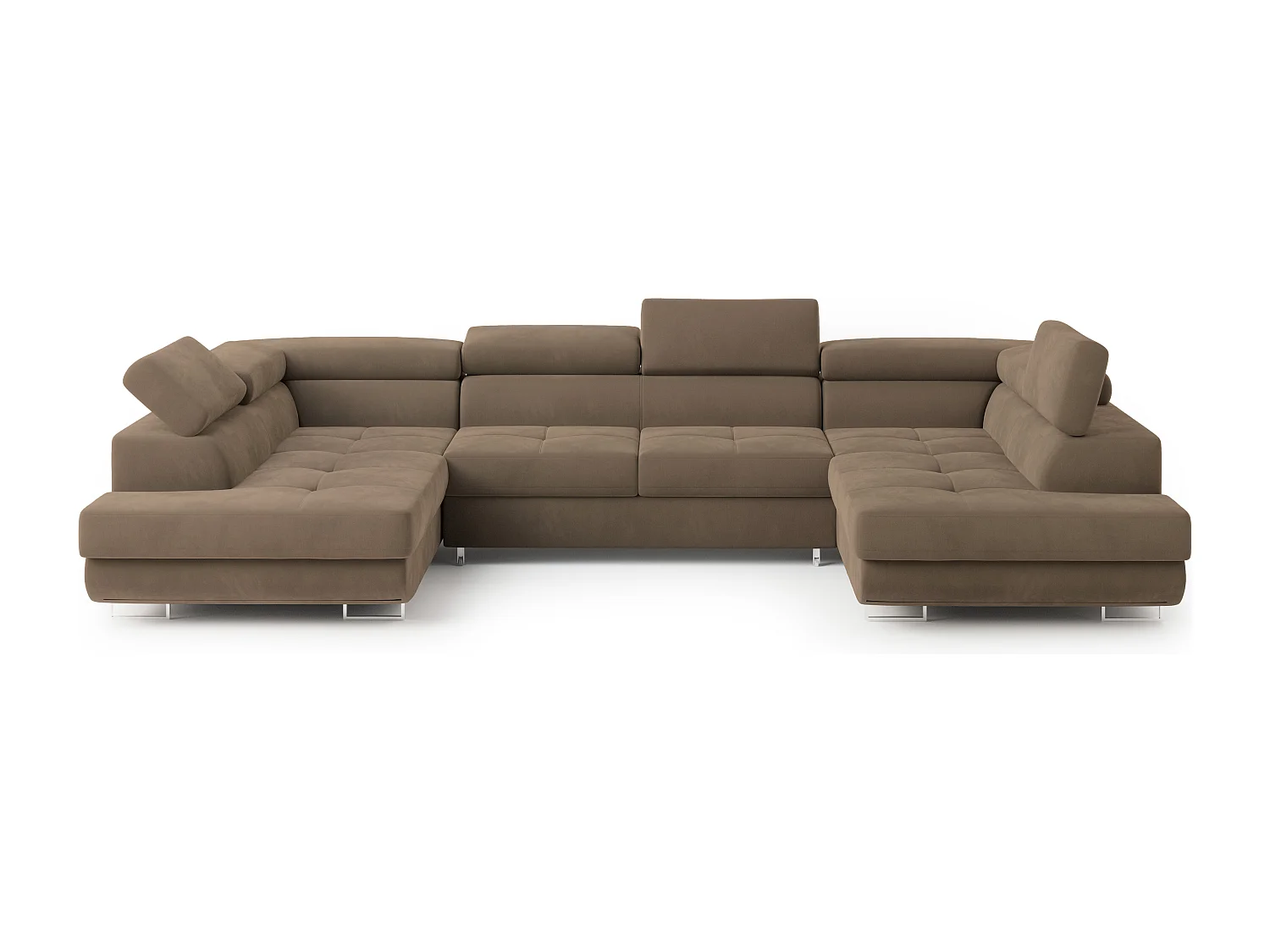 Hoekbank RAGGIO van fluweel met slaapfunctie Beige