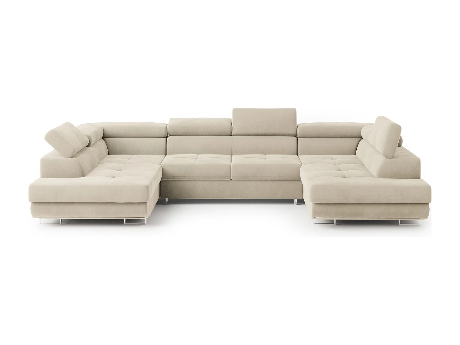 Hoekbank RAGGIO van fluweel met slaapfunctie Creme