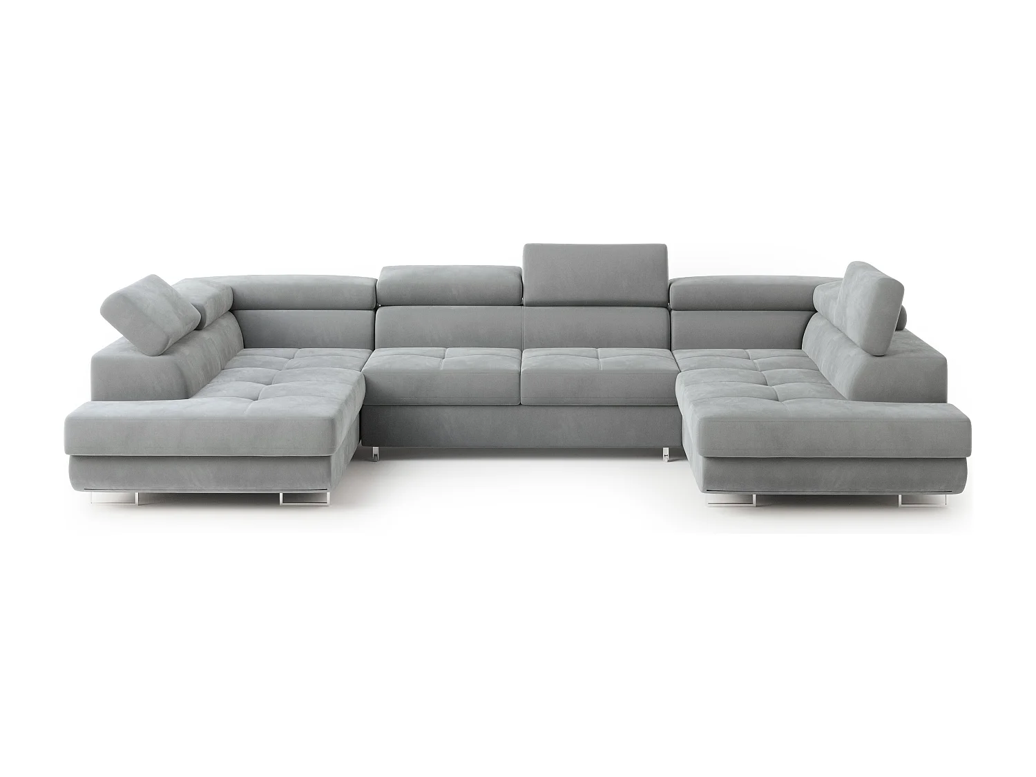 Hoekbank RAGGIO van fluweel met slaapfunctie Hellgrau