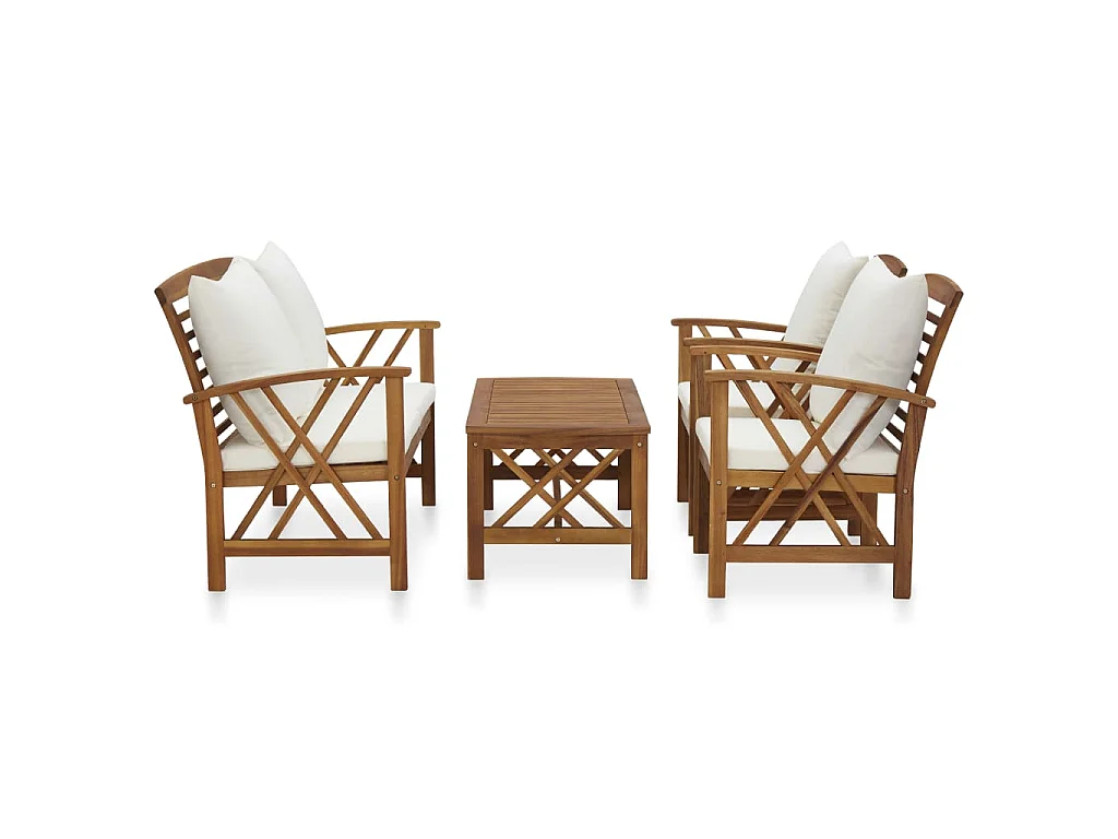 Salon de jardin 4 pcs avec coussins Bois d'acacia solide