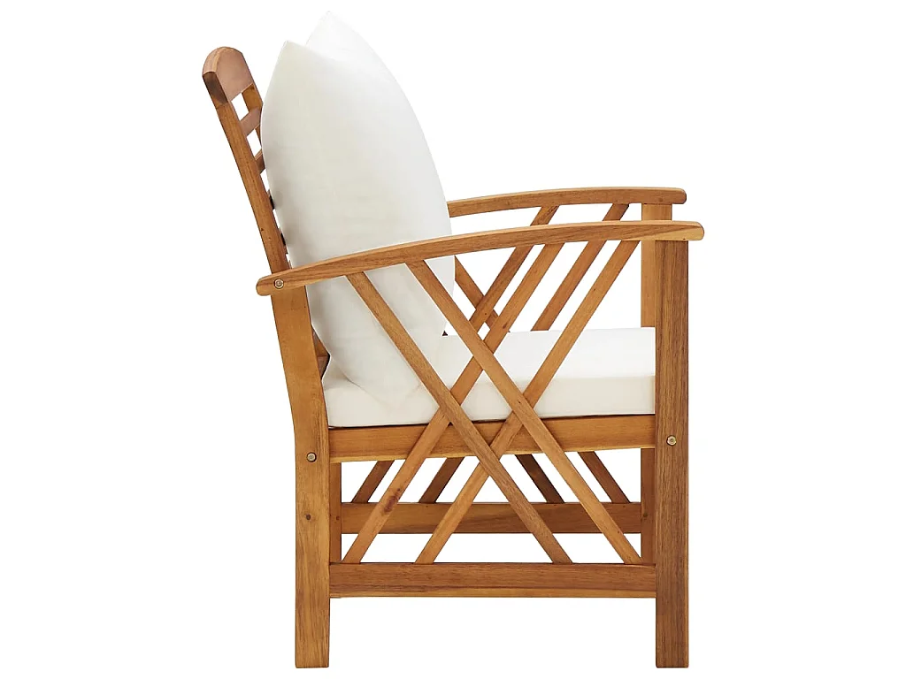 Salon de jardin 4 pcs avec coussins Bois d'acacia solide