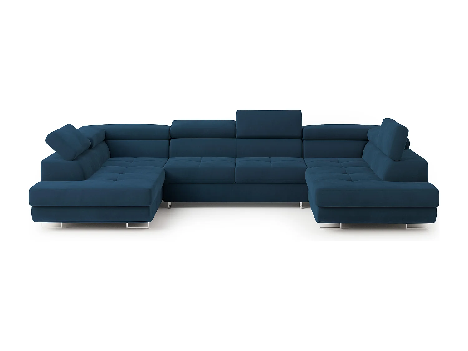 Hoekbank RAGGIO van fluweel met slaapfunctie Blau