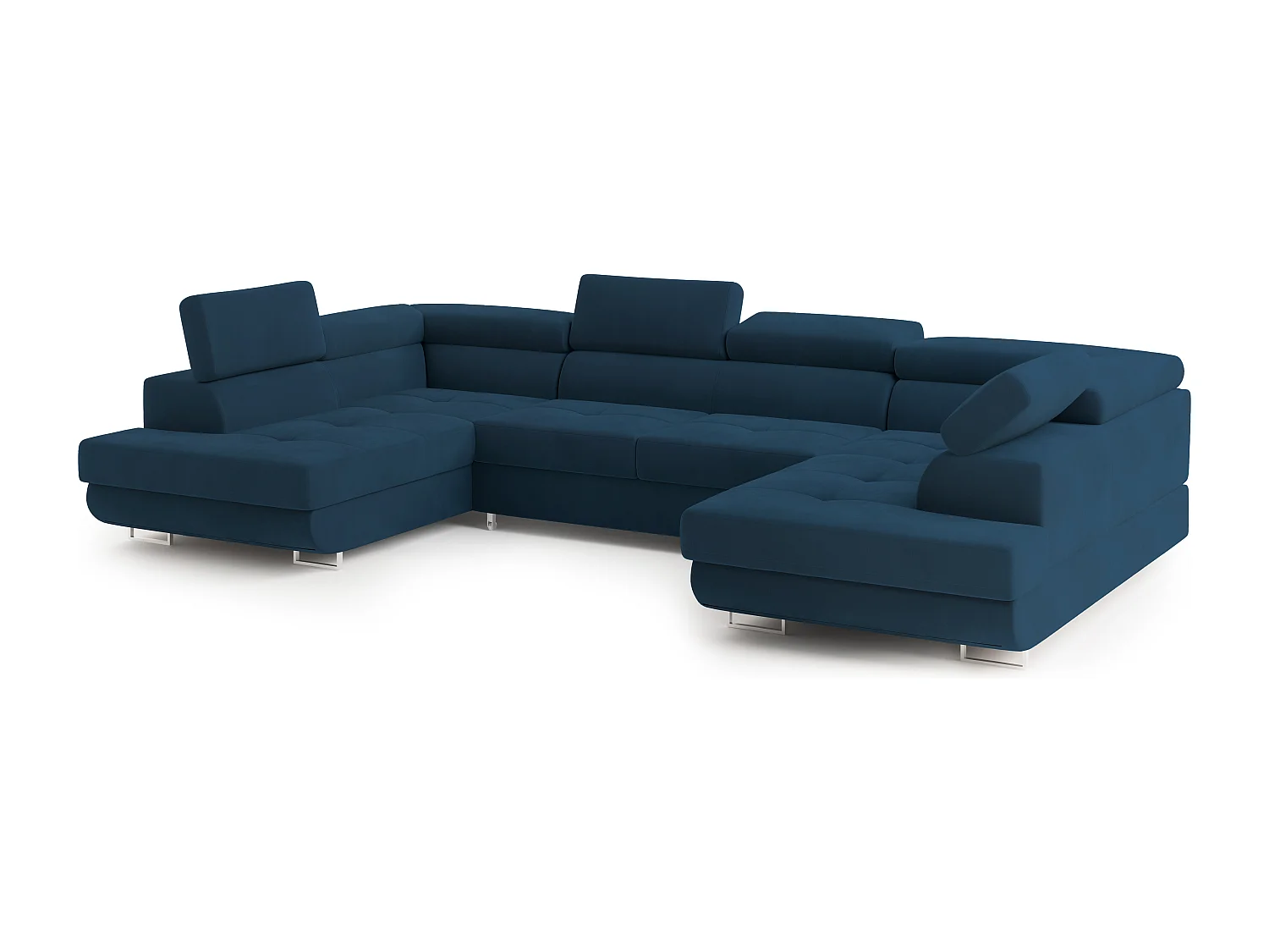 Canapé d'angle RAGGIO Bleu en velours avec fonction de couchage