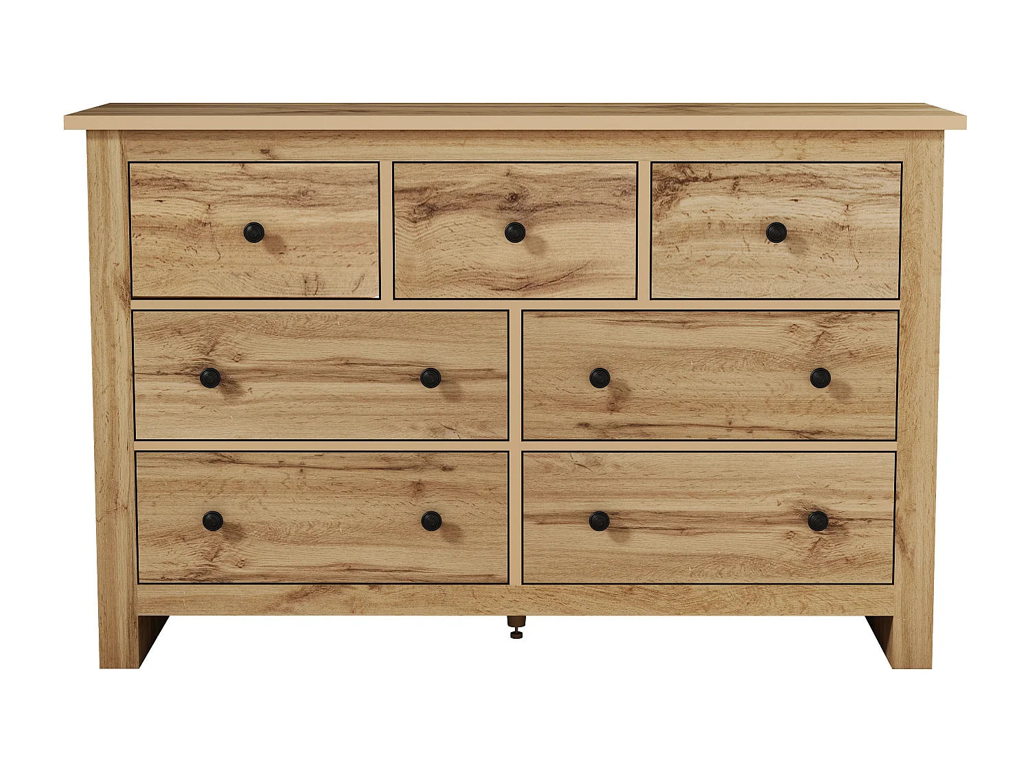 Buffet 152x40x88.5 cm 7 tiroirs - meuble de rangement - bois - marron