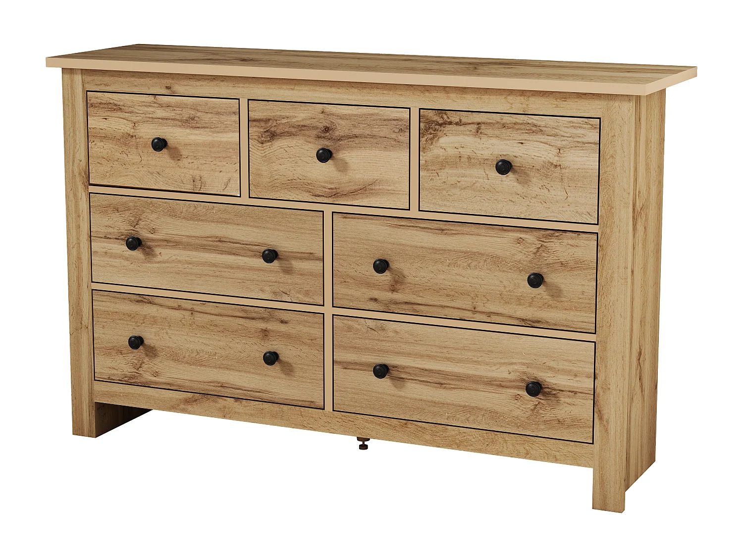 Buffet 152x40x88.5 cm 7 tiroirs - meuble de rangement - bois - marron