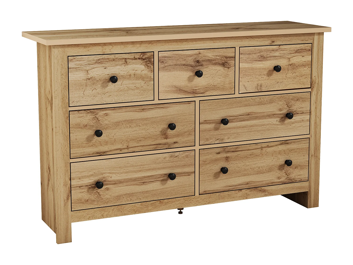 Buffet 152x40x88.5 cm 7 tiroirs - meuble de rangement - bois - marron