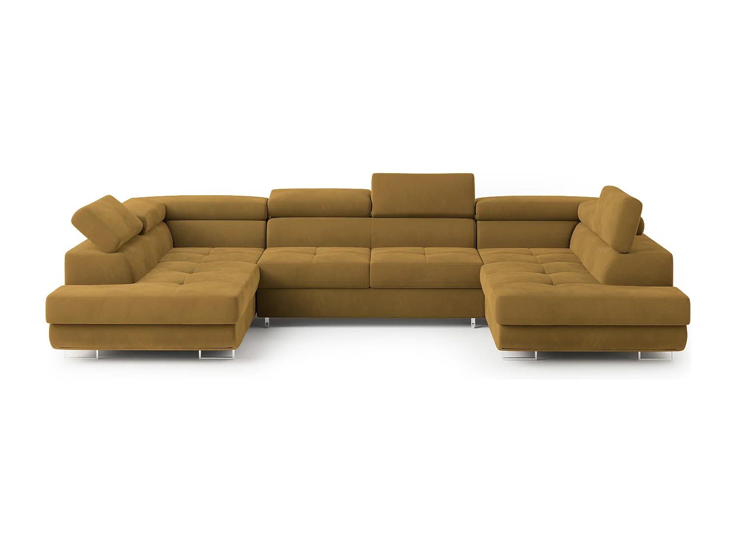 Hoekbank RAGGIO van fluweel met slaapfunctie Gelb