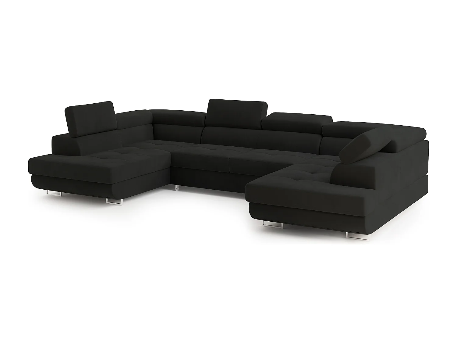 Canapé d'angle RAGGIO Noir en velours avec fonction de couchage