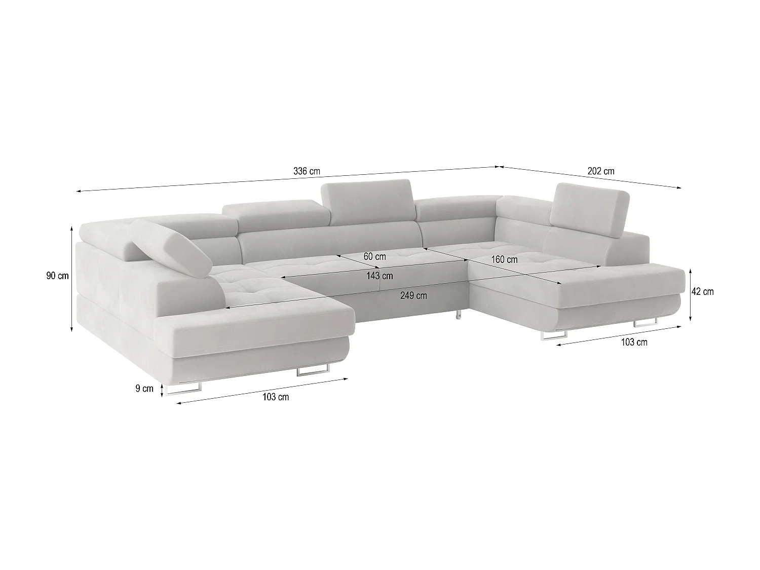 Canapé d'angle RAGGIO Noir en velours avec fonction de couchage