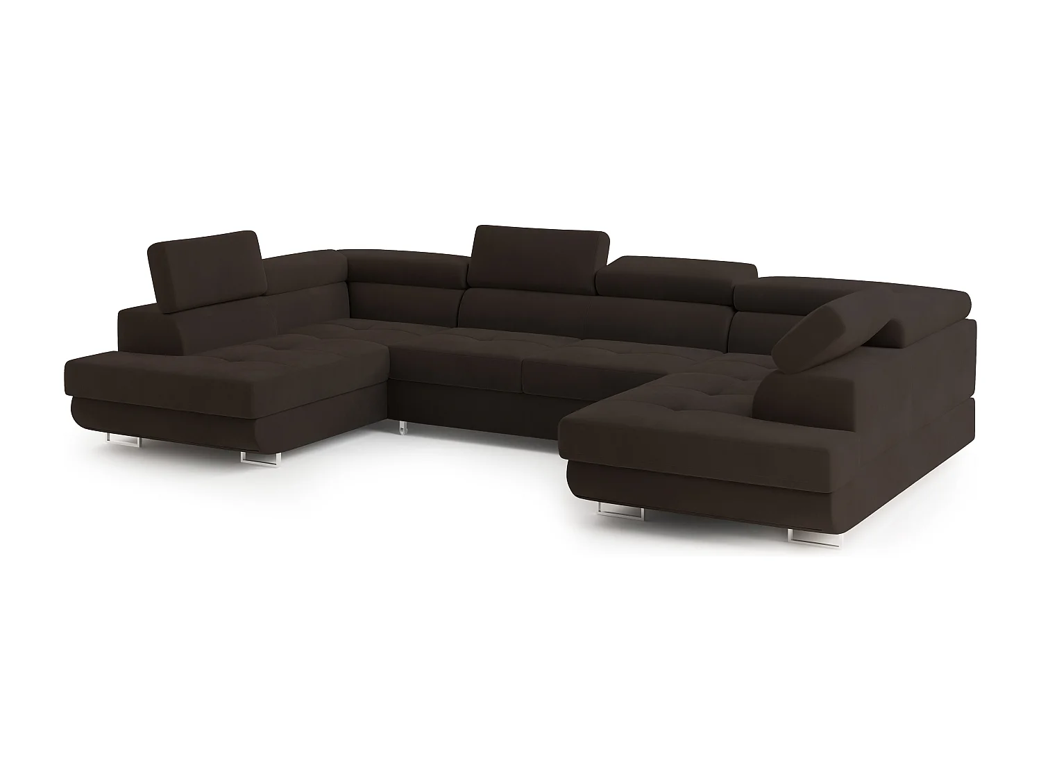 Hoekbank RAGGIO van fluweel met slaapfunctie Braun