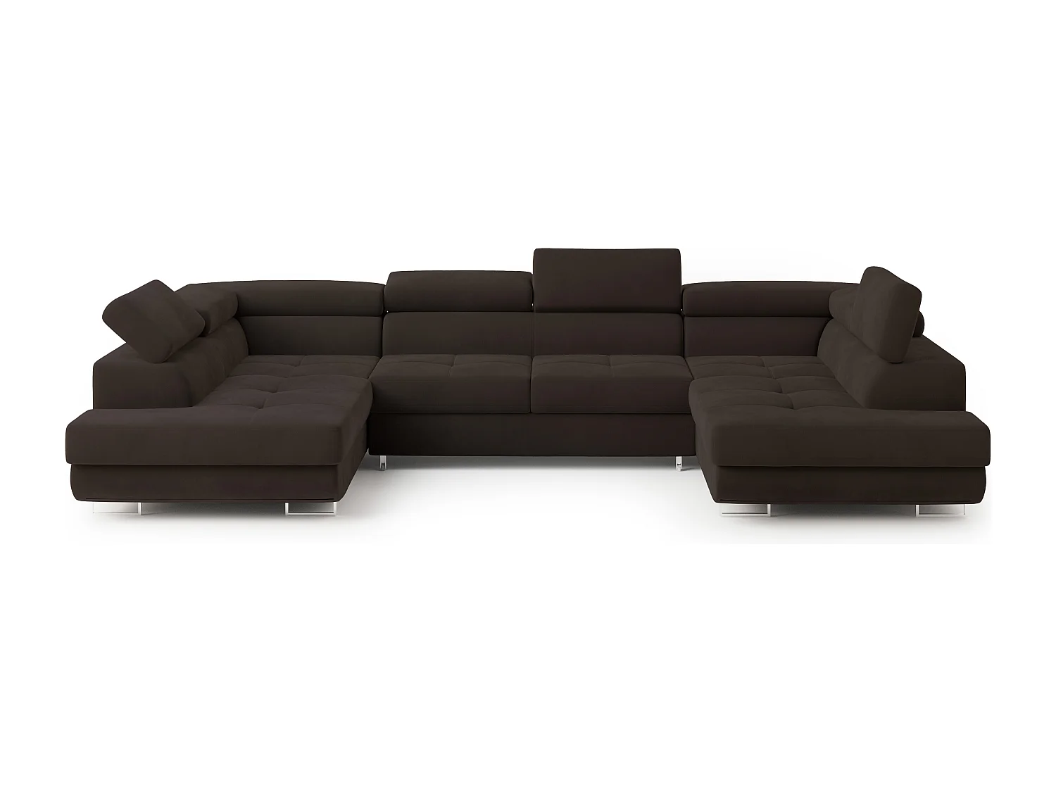 Hoekbank RAGGIO van fluweel met slaapfunctie Braun