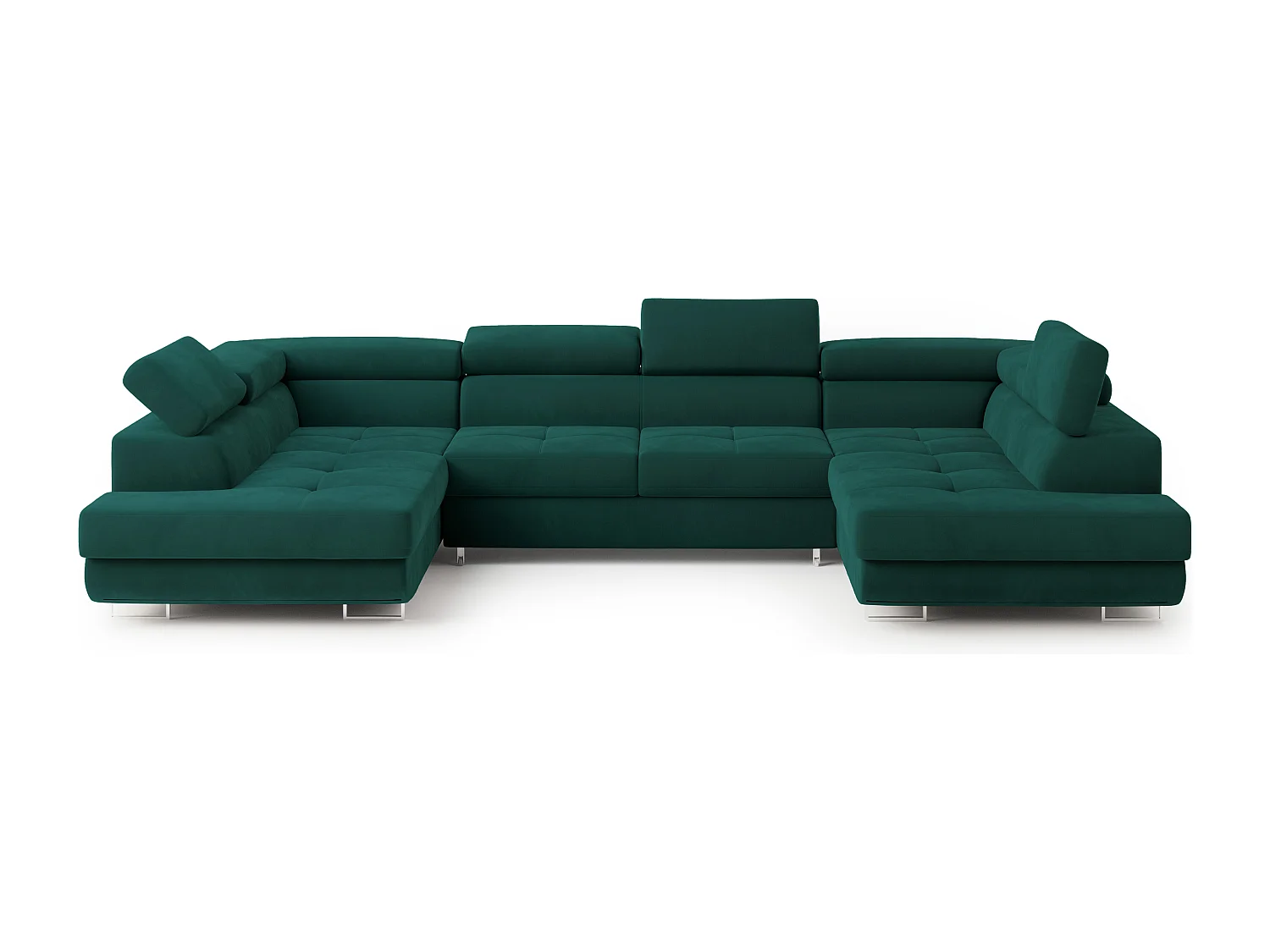 Hoekbank RAGGIO van fluweel met slaapfunctie Grün