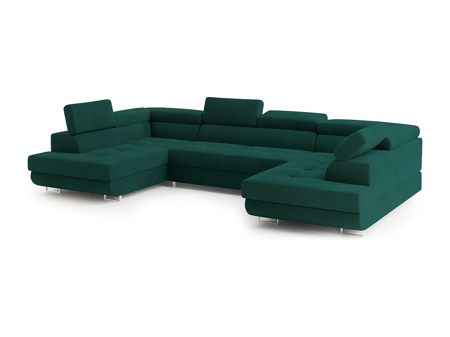 Canapé d'angle RAGGIO Vert en velours avec fonction de couchage