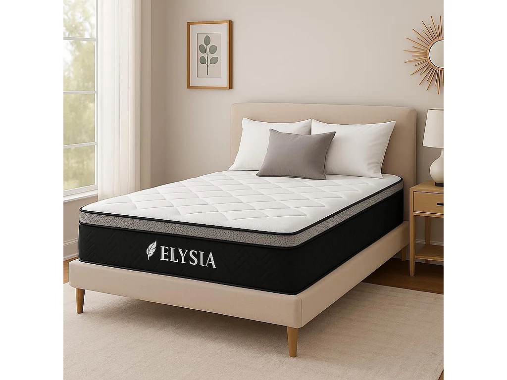 Matras 140 × 190 cm – Elysia – Traagschuim – 25 cm – 7-zone ondersteuning – Hypoallergeen – Stevig & evenwichtig comfort