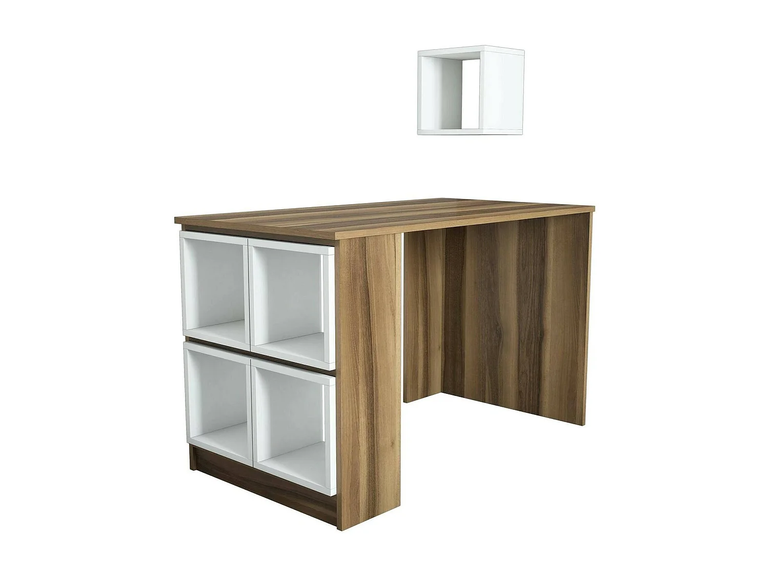 Bureau Syrma, Pupitre polyvalent, Table de bureau pour PC, Plan de travail, 120x65h75 cm, Noyer et Blanc
