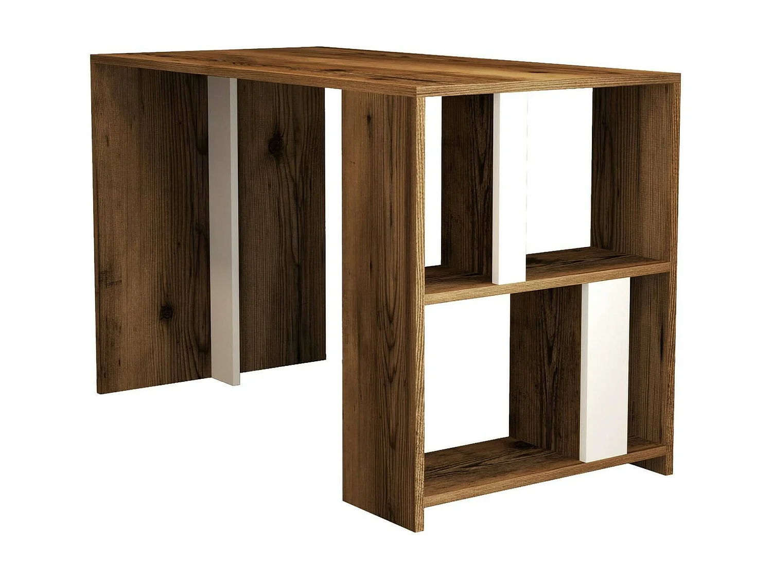 Bureau Schedar, Pupitre polyvalent, Table de bureau pour PC, Plan de travail, 120x60h75 cm, Noyer et Blanc