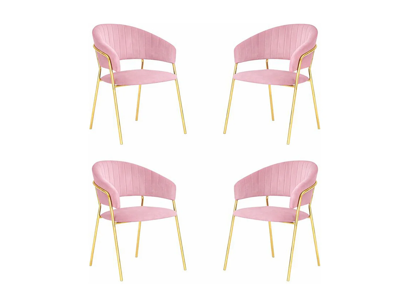 Chaises de salle à manger Aurelia, ensemble de 4, avec dossier en velours rose