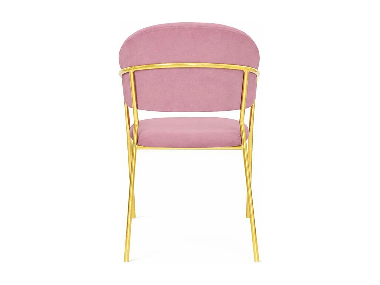 Chaises de salle à manger Aurelia, ensemble de 4, avec dossier en velours rose