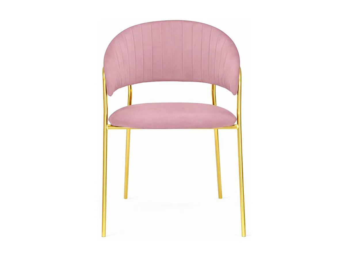 Chaises de salle à manger Aurelia, ensemble de 4, avec dossier en velours rose