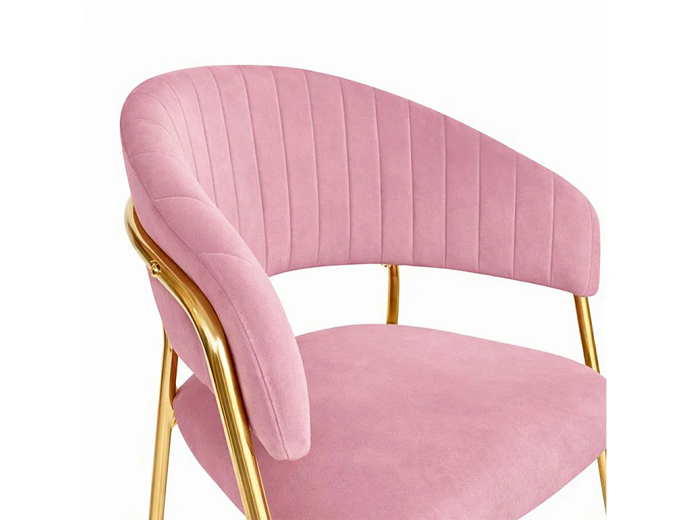 Chaises de salle à manger Aurelia, ensemble de 4, avec dossier en velours rose