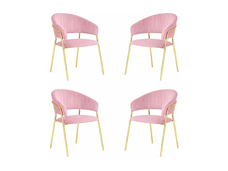 Chaises de salle à manger Aurelia, ensemble de 4, avec dossier en velours rose