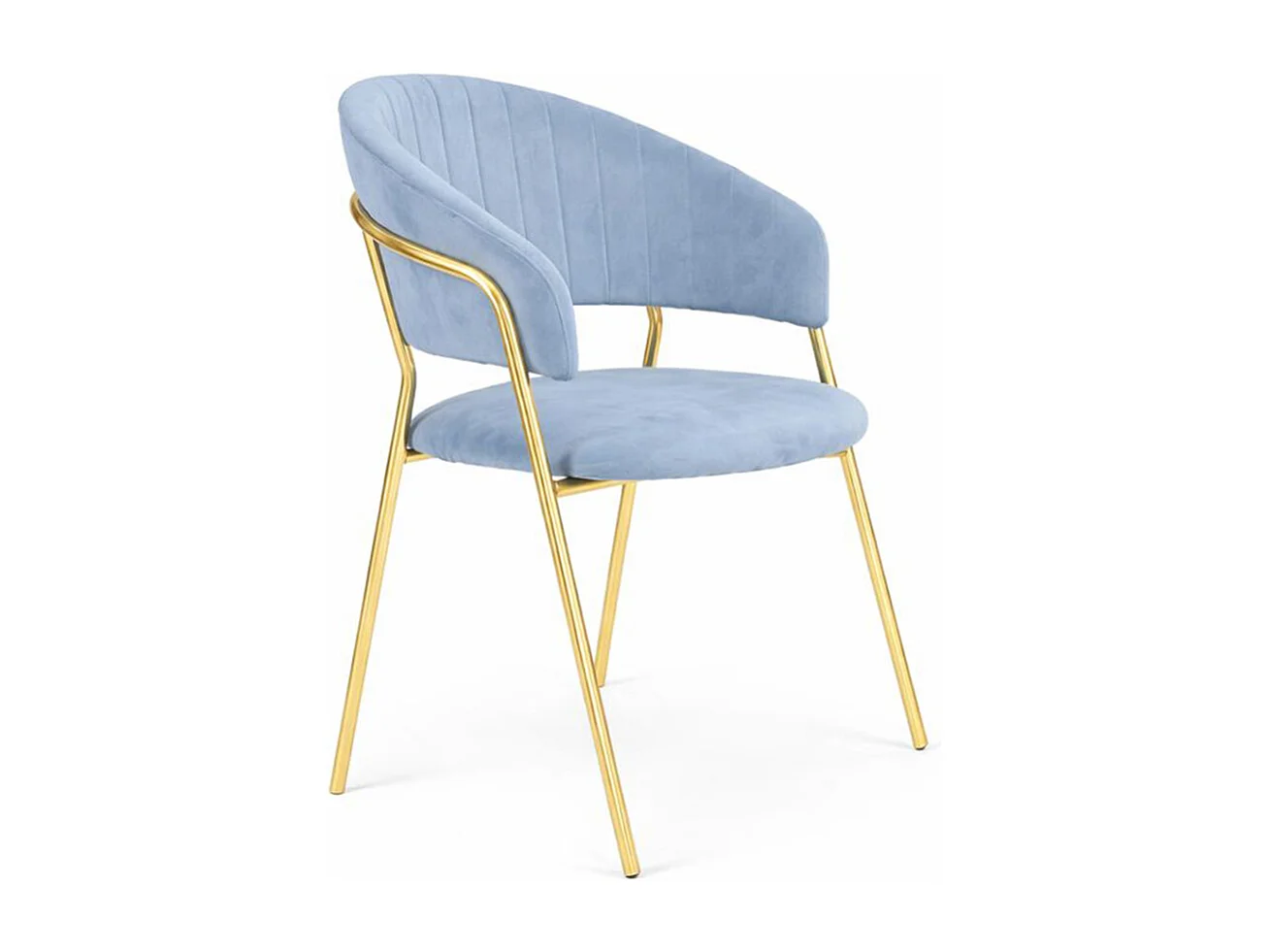 Chaises de salle à manger Aurelia, ensemble de 4, avec dossier en velours bleu clair