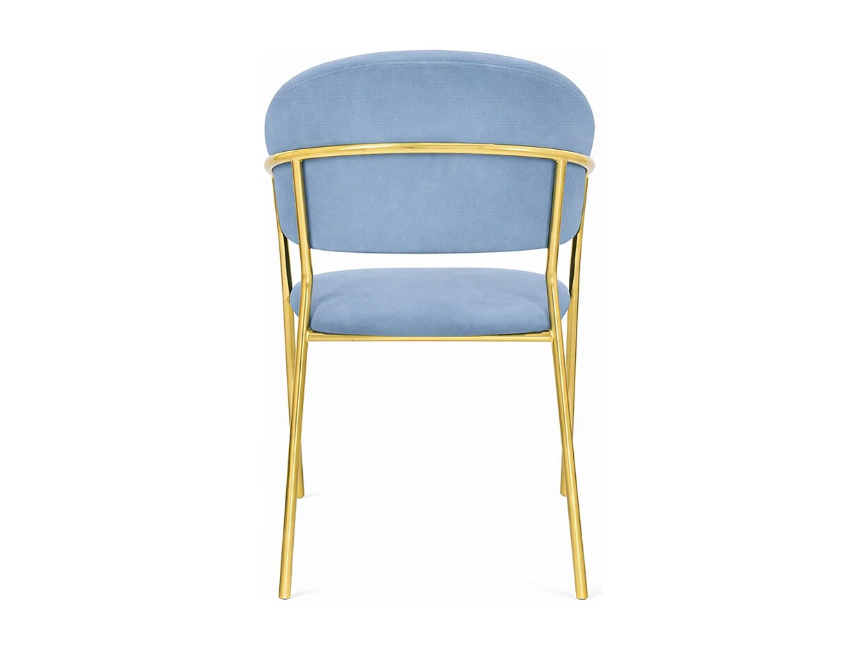 Chaises de salle à manger Aurelia, ensemble de 4, avec dossier en velours bleu clair