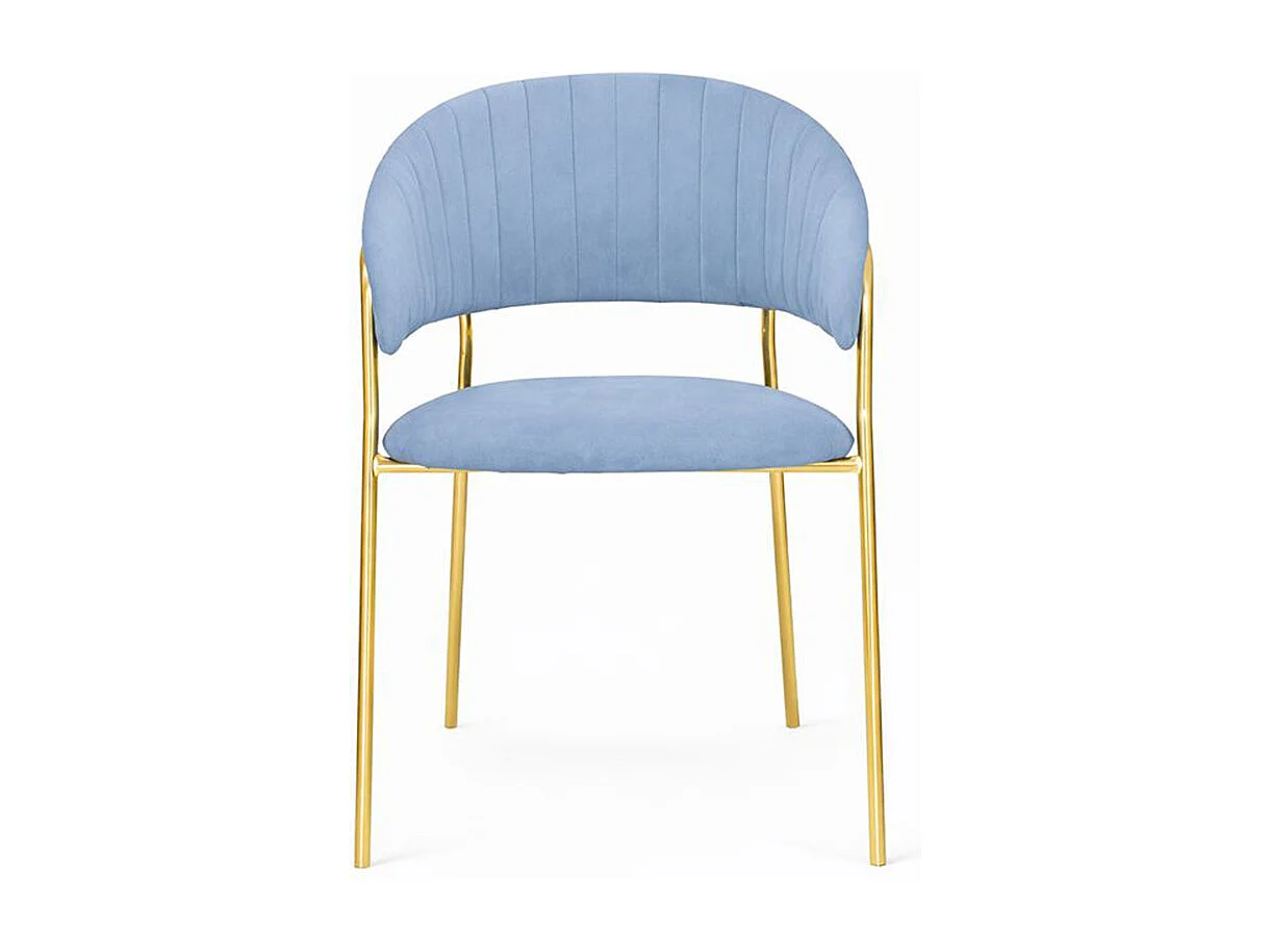 Chaises de salle à manger Aurelia, ensemble de 4, avec dossier en velours bleu clair