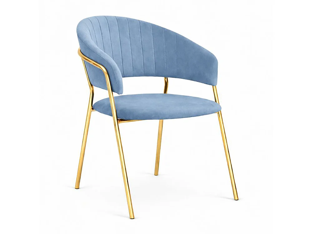 Chaises de salle à manger Aurelia, ensemble de 4, avec dossier en velours bleu clair