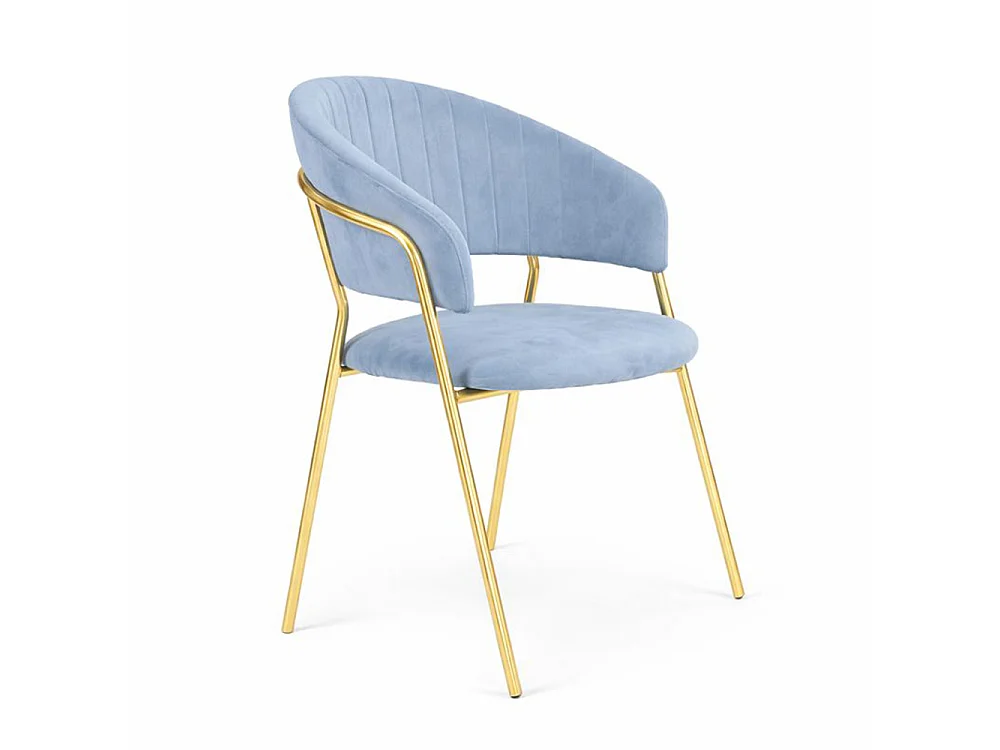 Chaises de salle à manger Aurelia, ensemble de 4, avec dossier en velours bleu clair