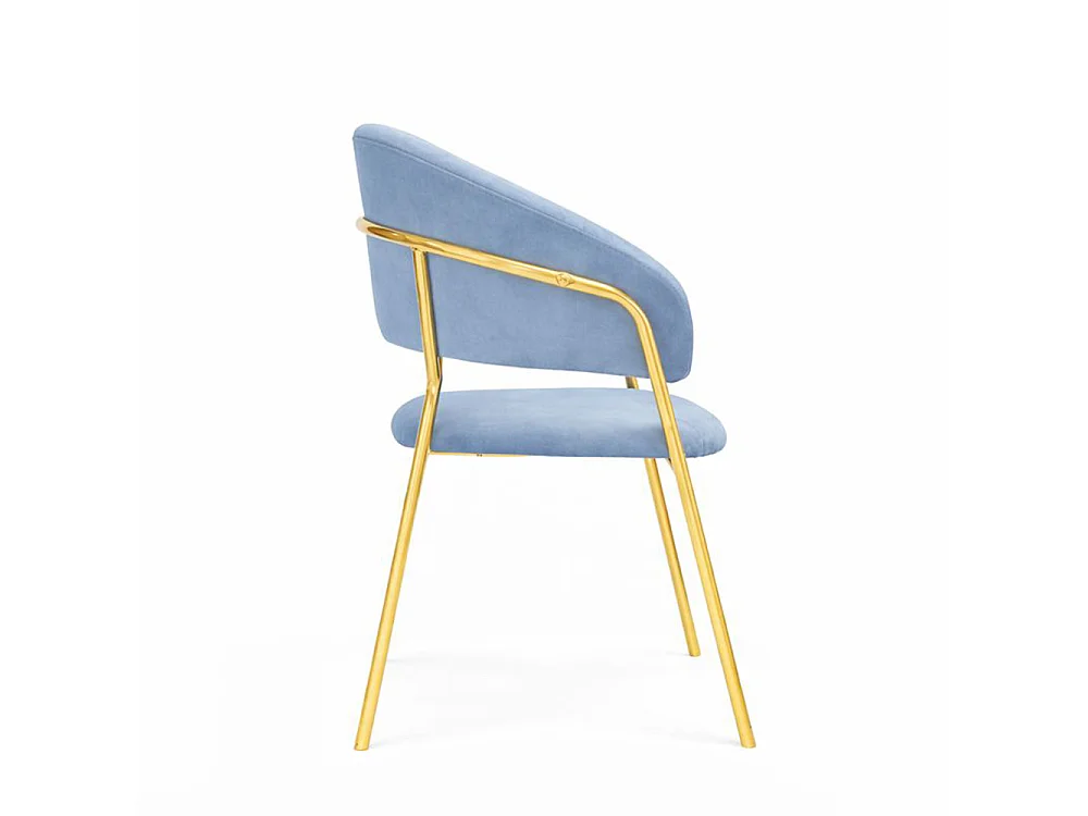 Chaises de salle à manger Aurelia, ensemble de 4, avec dossier en velours bleu clair