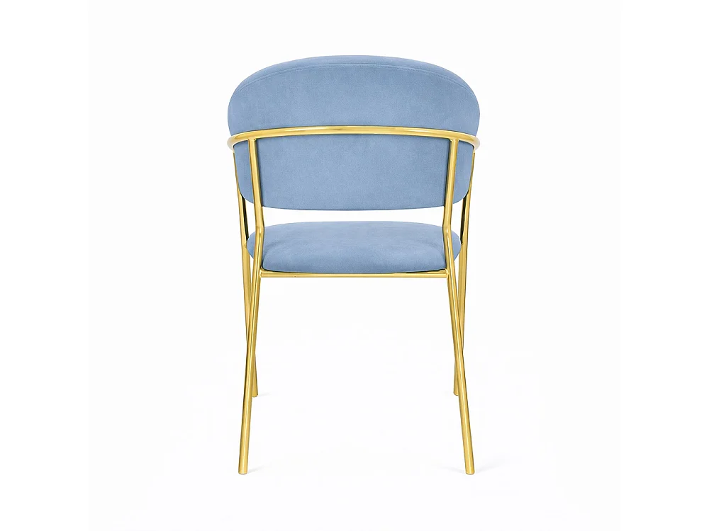 Chaises de salle à manger Aurelia, ensemble de 4, avec dossier en velours bleu clair