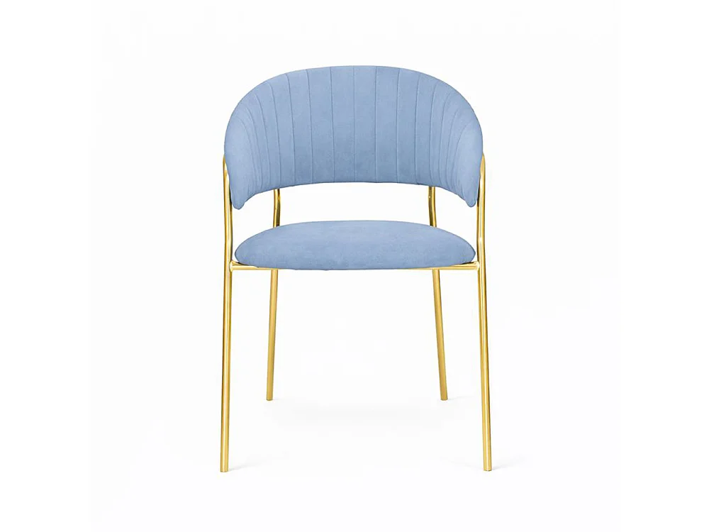 Chaises de salle à manger Aurelia, ensemble de 4, avec dossier en velours bleu clair