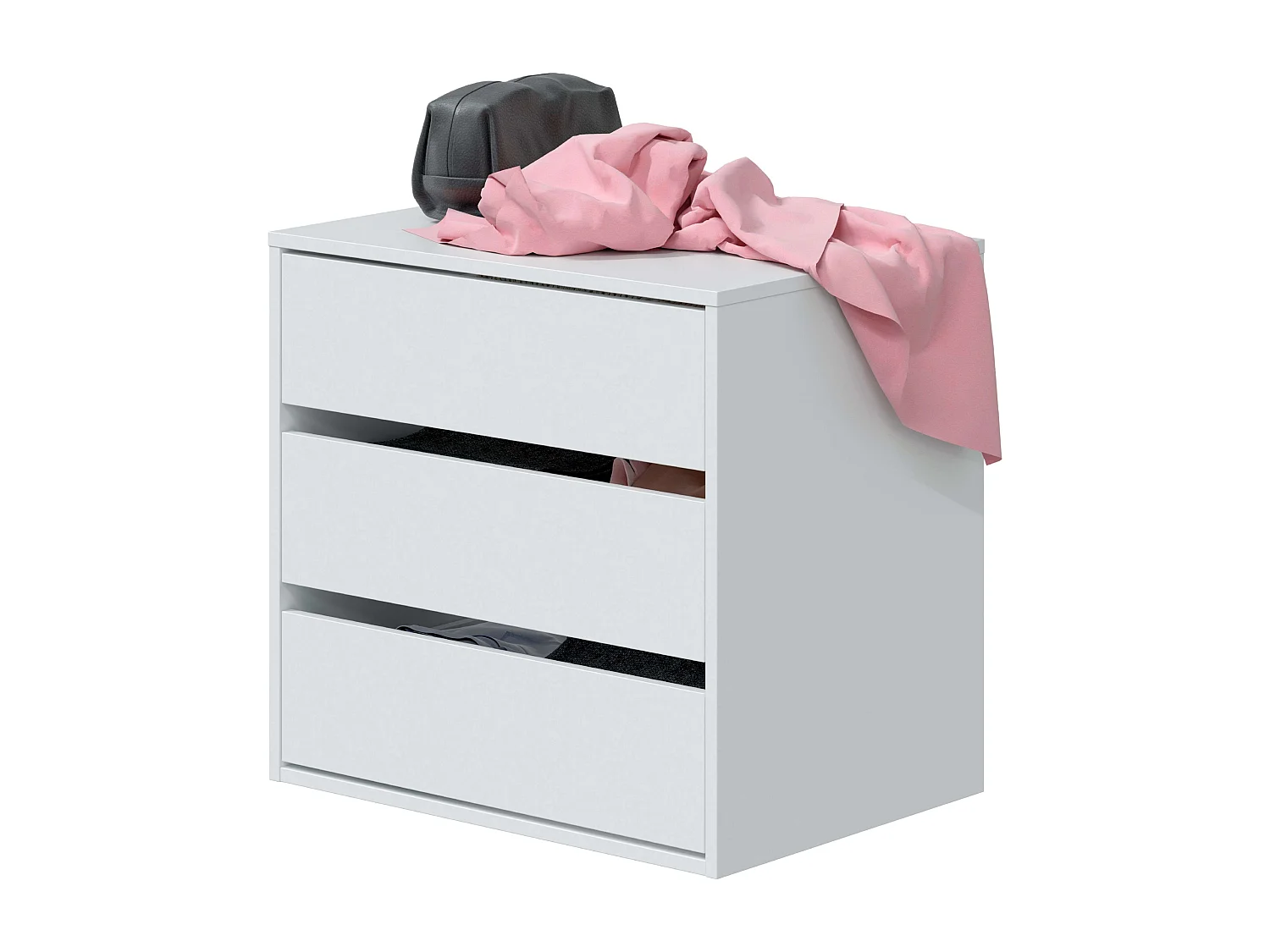 Commode 3 tiroirs  blanc 60x57x44cm