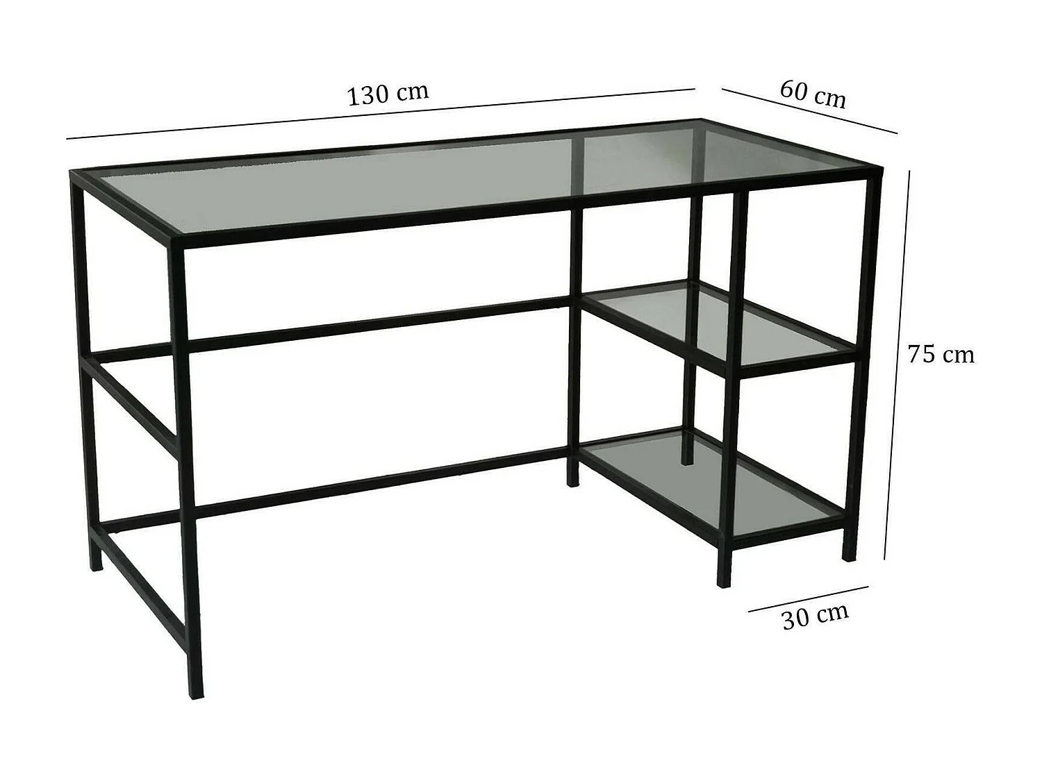 Dkarl bureauSso, Multifunctioneel bureau, PC Office Table, Werkblad, 130x60h75 cm, Zwart