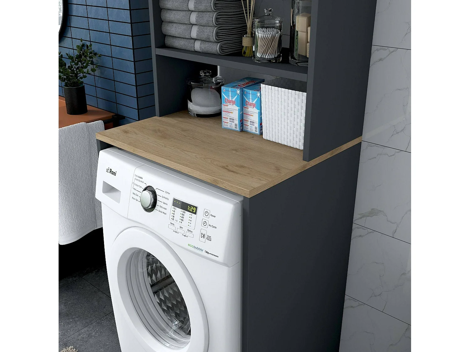 Dgarofal multifunctionele kledingkast 2 deuren, Multifunctionele kast, Schoenenkast, Schoenenkast, 65x60h184 cm, Walnoot en Antraciet