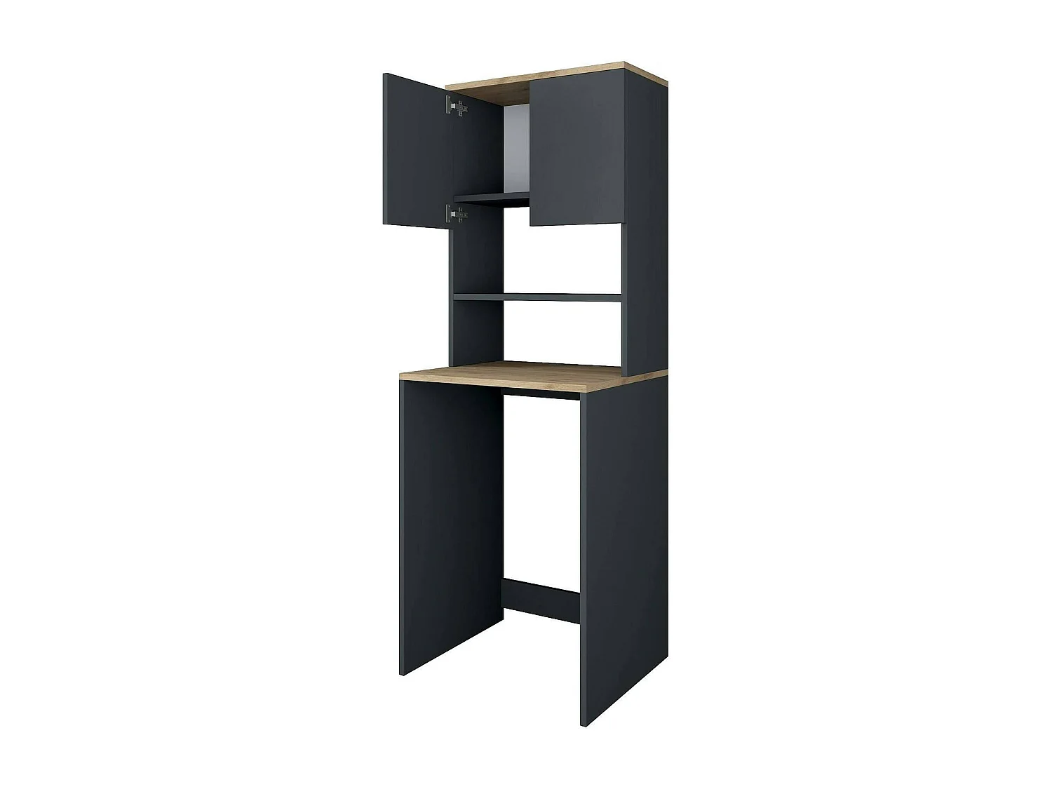 2-türiger MehrzweckschrankDgarofal, Multifunktionale Möbel, Schuhschrank, Besenschrank, 65x60h184 cm, Walnuss und Anthrazit