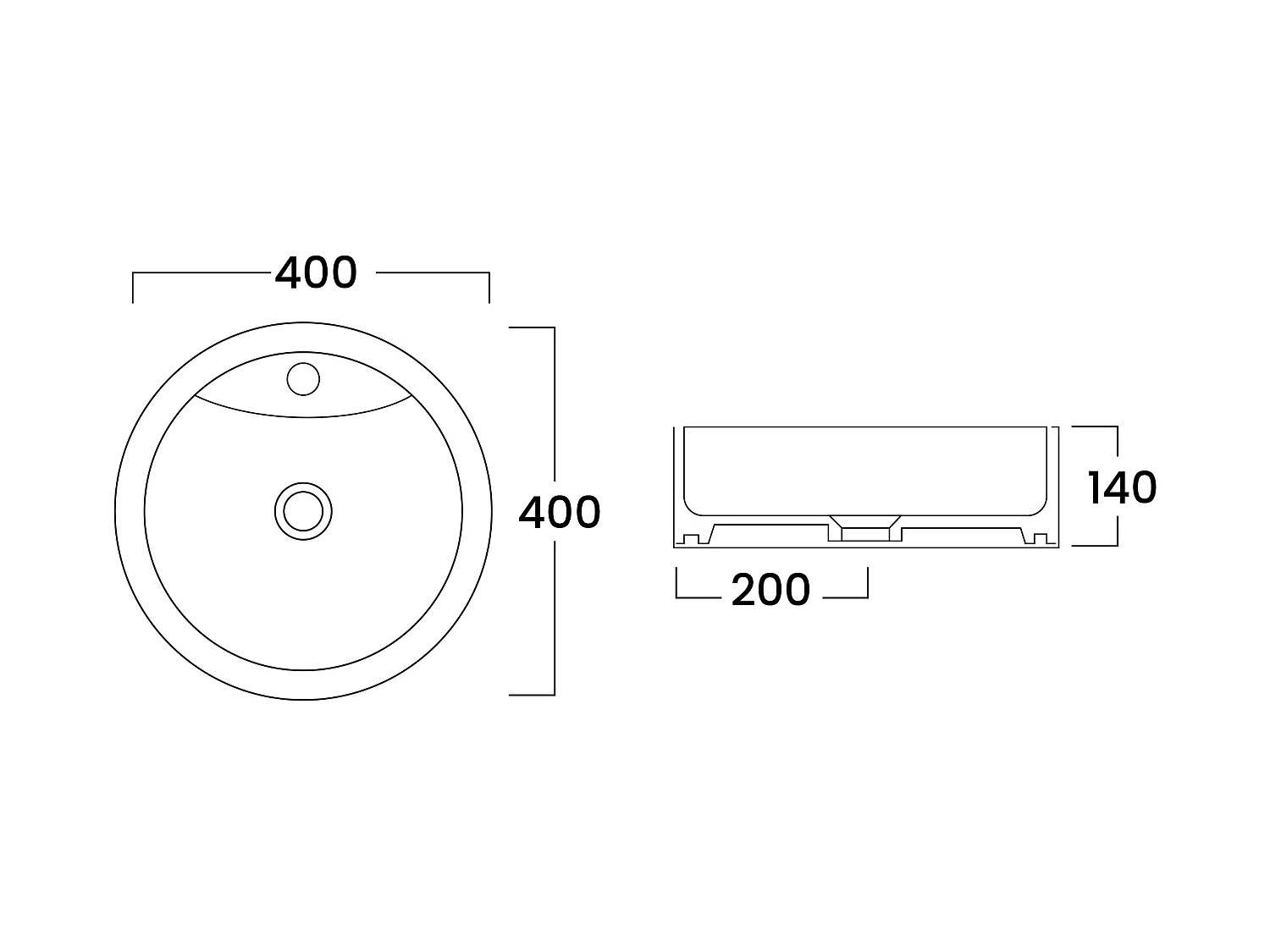Unterschrank aus Massivholz Eiche mit rundem Aufsatzbecken, Armatur und Spiegel - Hell Natur - 110 cm - CAVIZO