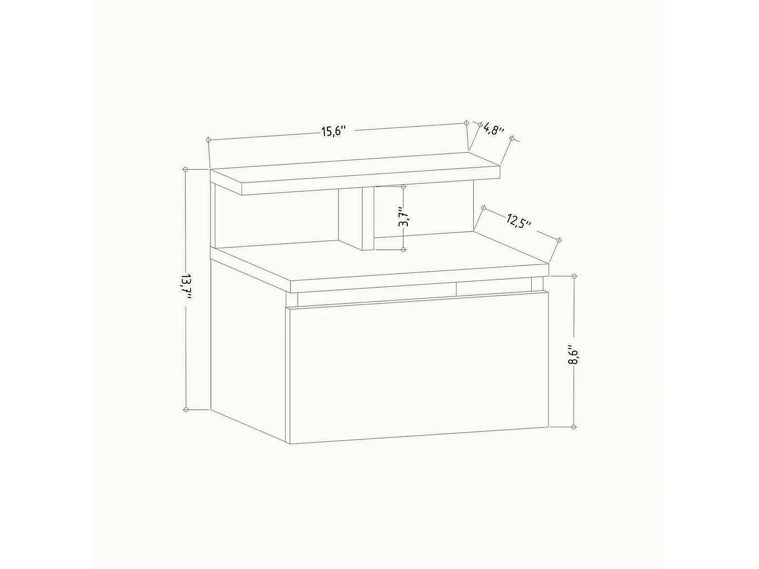Chevet Sadr, Commode bae, Table de nuit, Étagère de chevet, 40x32h35 cm, Blanc