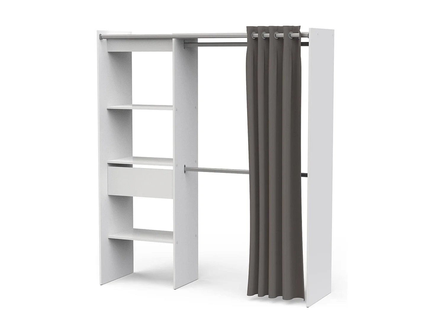 Grande Garde-robe Dcourtne, Meubles de chambre, Penderie de plain-pied, Placard à vêtements, 167x50 h192 cm, Blanc mat