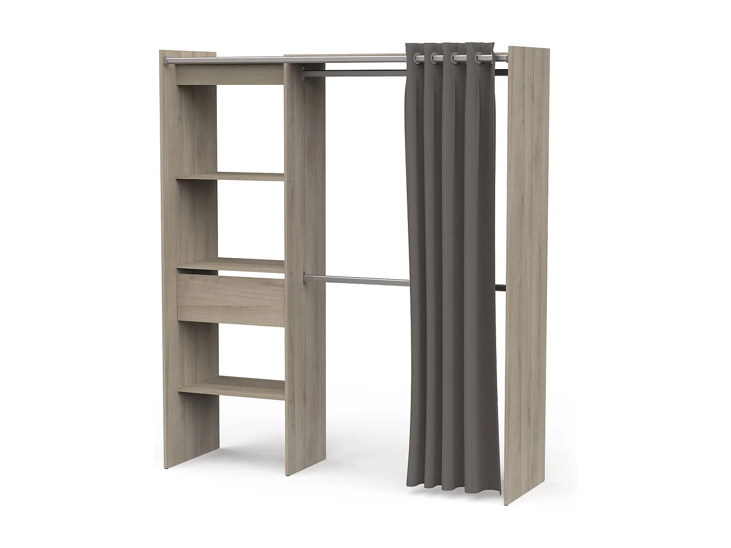 GroÃŸer Kleiderschrank Dcourtne, Schlafzimmermöbel, Schrank, Garderobe, 167x50 h192 cm, Eiche und MattweiÃŸ